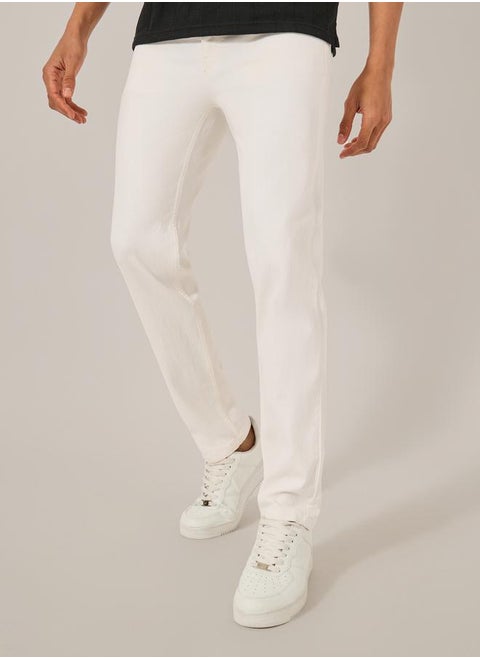 Plain Five-Pocket Style Regular Fit Jeans