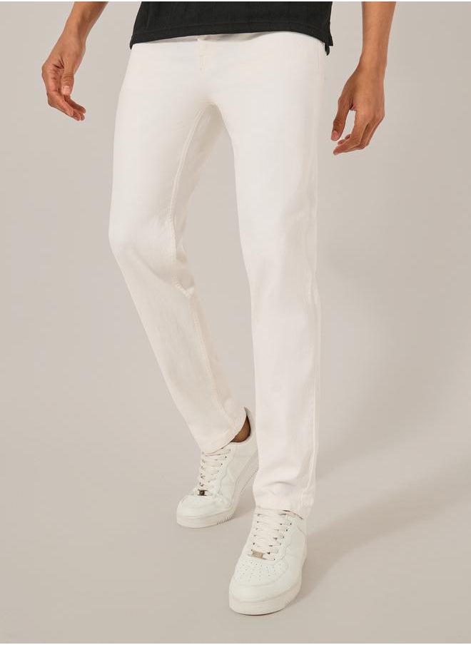 Styli Plain Five-Pocket Style Regular Fit Jeans  - Image 1