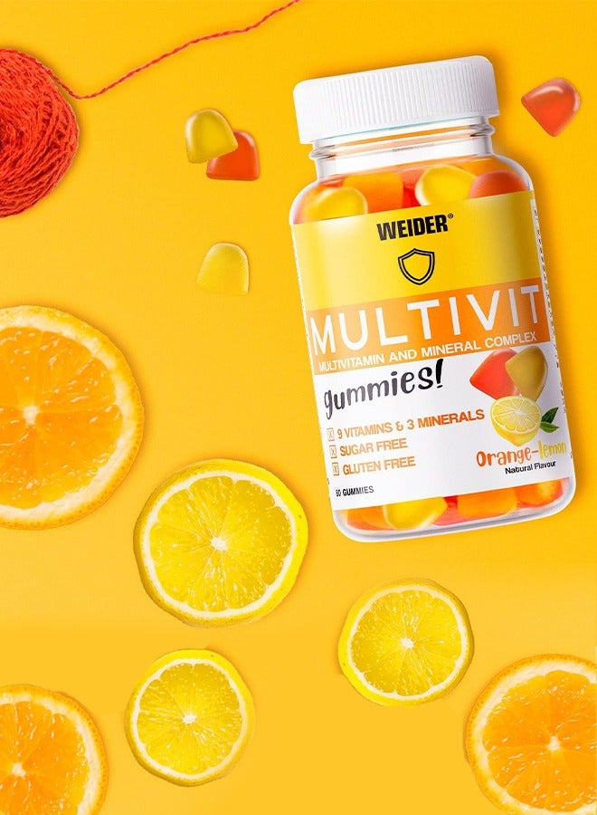 Weider Multivit 80 Gummies Orange-Lemon 9 Vitamins And 3 Minerals, Sugar Free, Gluten free Essential Vitamins And Minerals for Immune Support  - Image 3