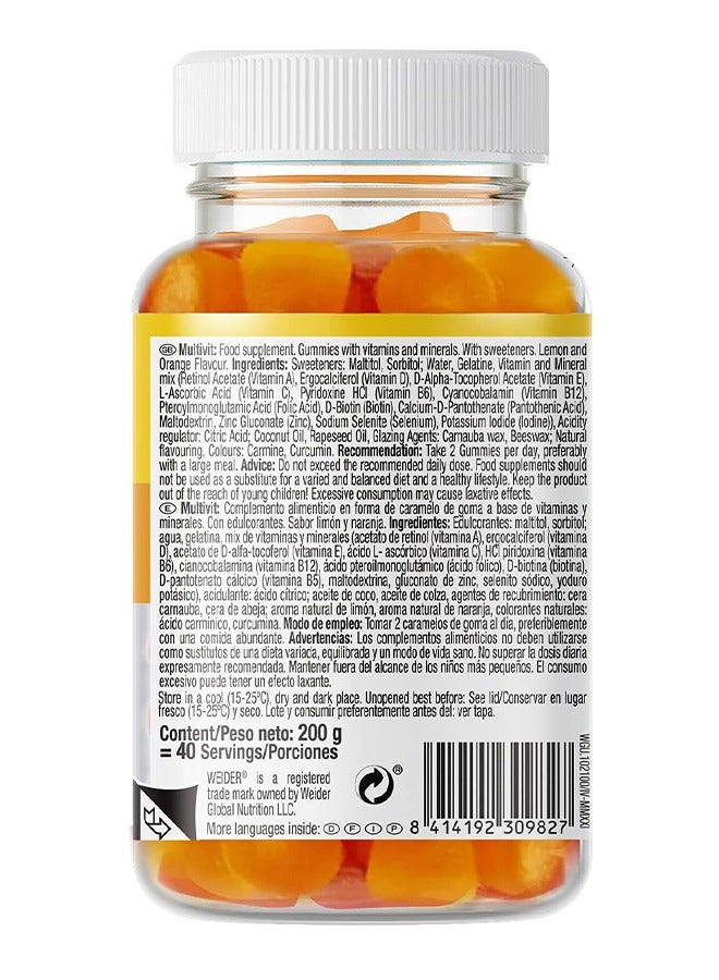 Weider Multivit 80 Gummies Orange-Lemon 9 Vitamins And 3 Minerals, Sugar Free, Gluten free Essential Vitamins And Minerals for Immune Support  - Image 5
