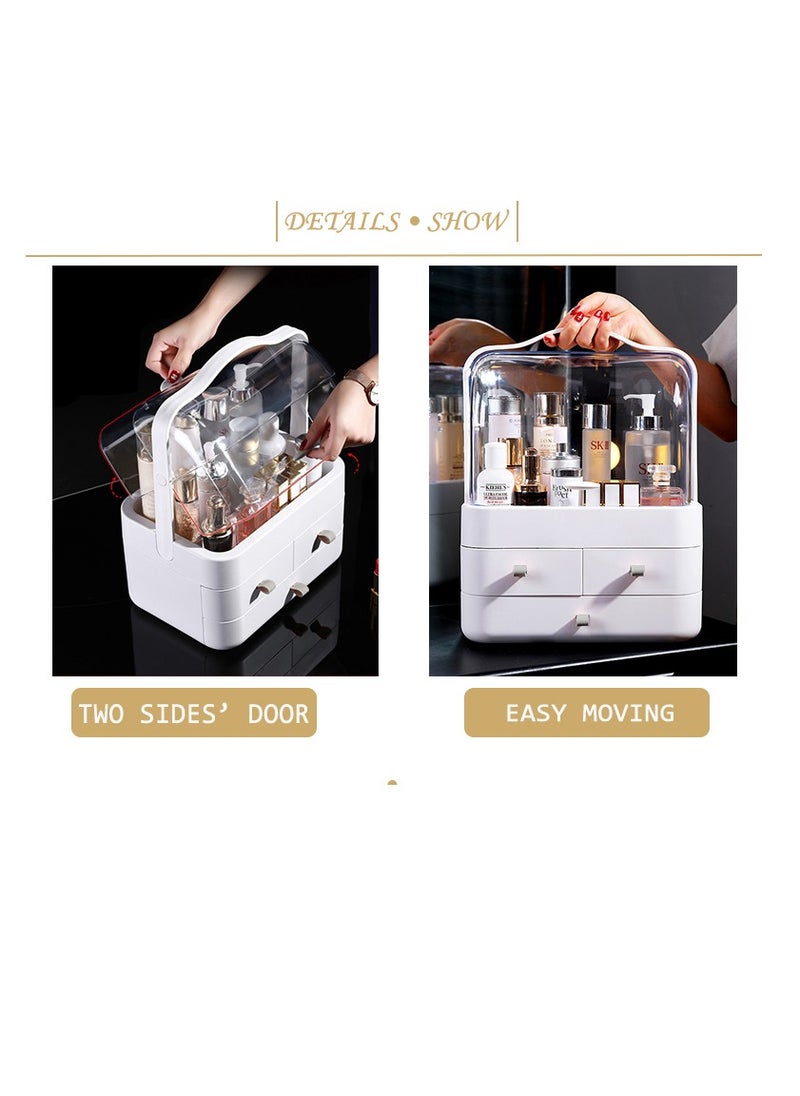 Organized Home Waterproof Dustproof Cosmetic Organizer Box with Lid Fully Open Makeup Display Boxes  - Image 4