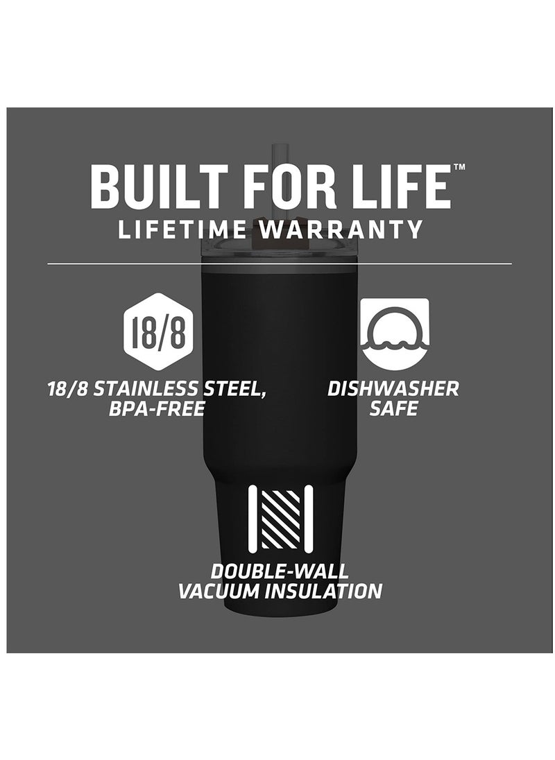 Arabest - Quencher H2.0 FlowState 40 oz Stainless Steel Vacuum Insulated Tumbler Black with Lid and Straw for Water Iced Tea or Coffee Smoothies and More - Image 1