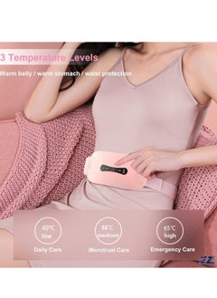 ELTRAZONE Menstrual Heating Pad, 3-Level Adjustable Temperature Electric Heating Belt for Period Pain Relief – Portable Waist & Belly Comfort for Women & Girls, Pink  - Image 2