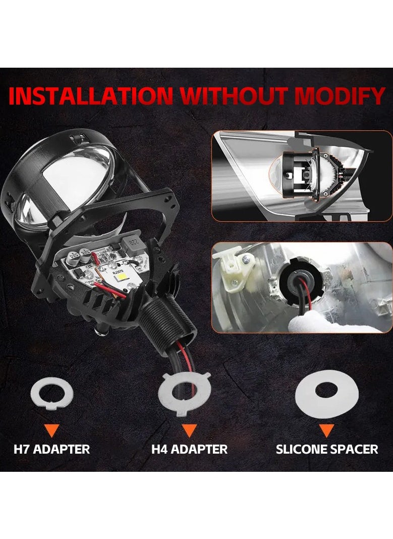 Generic - Premium Car LED Headlight - 2.5" Bi-Beam Lens, Lossless H4 H7 9005 9006 Hi-Lo Beam 50W High Power, Single Bulb, Super Bright & Focused, Turbo Cooling, IP67 Waterproof, Fits Both Left & Right-Hand Drive, Easy Install（1 piece） - Image 1