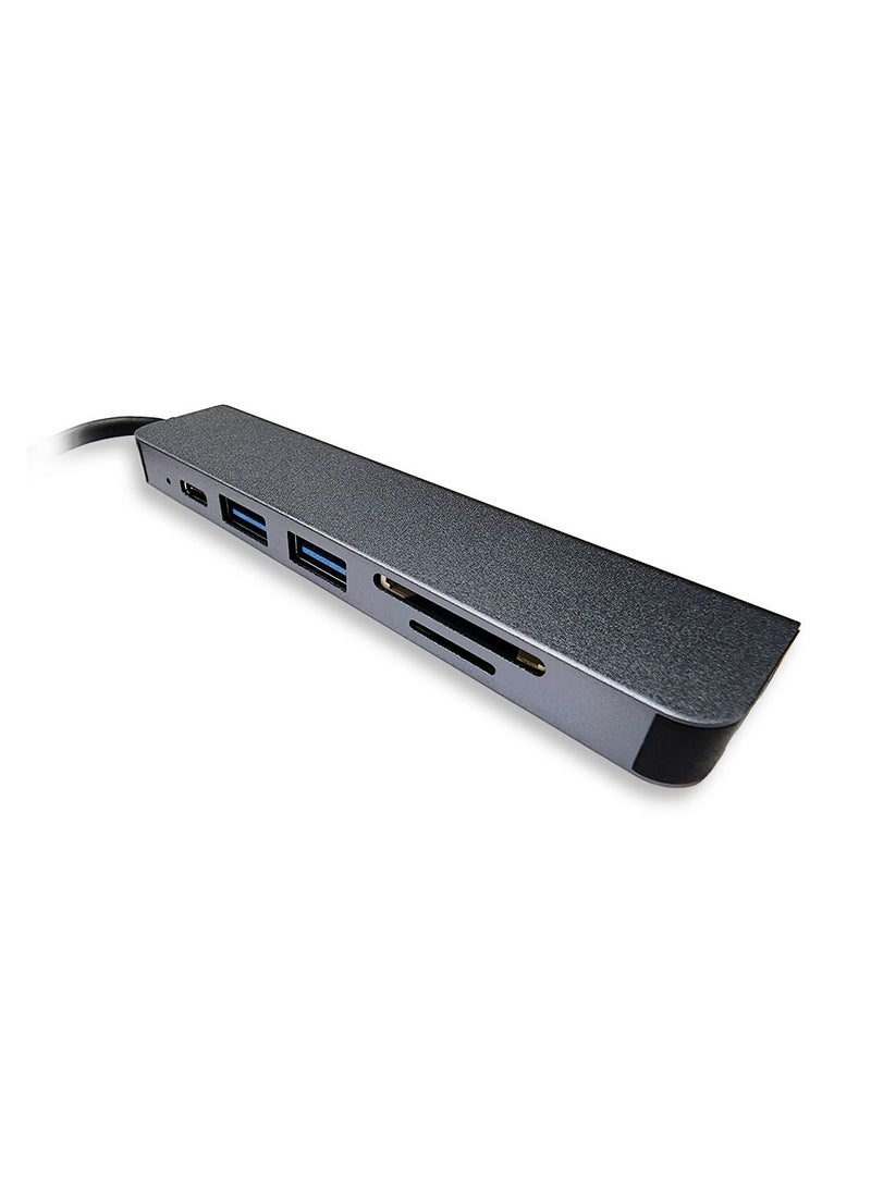 Generic - USB C to HDTV Adapter that supports Windows Mac , Android devices and projector in up to 4K*2K HD display  that feature a USB C slot , 6 In 1 Adapter ,easy and convenient to operate - Image 1