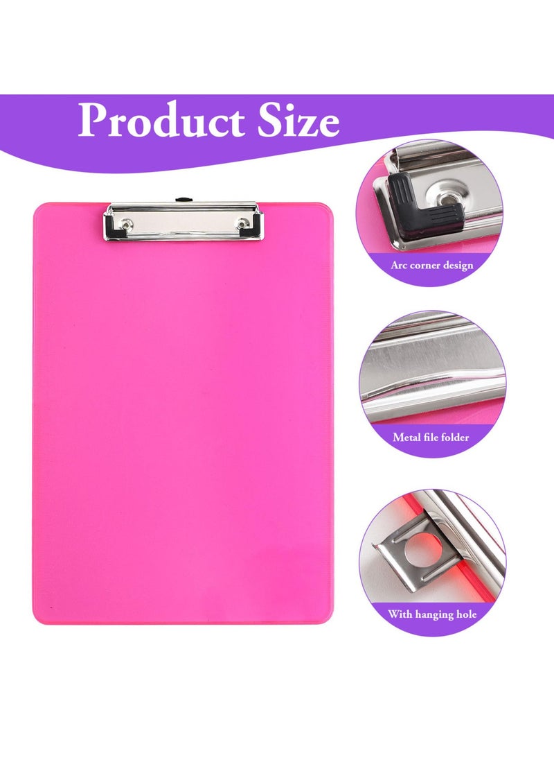 SYOSI - Plastic Clipboard Set of 6, A4 Size, 9 x 12.5 Inches, Assorted Colors, Transparent Acrylic File Folder with Hangable Low Profile Clip and Side Ruler, Durable and Cute, Ideal for Office Supplies - Image 1