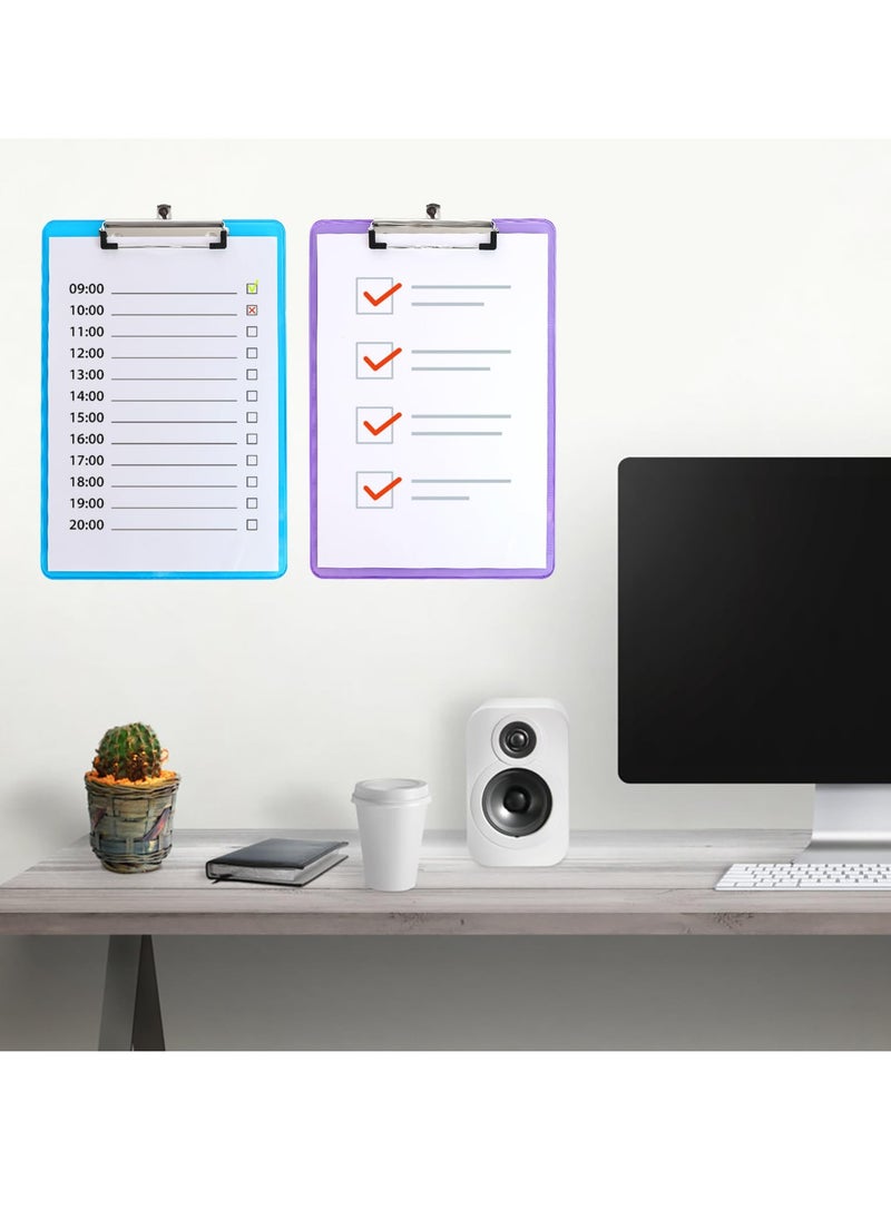 SYOSI - Plastic Clipboard Set of 6, A4 Size, 9 x 12.5 Inches, Assorted Colors, Transparent Acrylic File Folder with Hangable Low Profile Clip and Side Ruler, Durable and Cute, Ideal for Office Supplies - Image 1