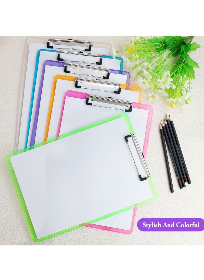 SYOSI - Plastic Clipboard Set of 6, A4 Size, 9 x 12.5 Inches, Assorted Colors, Transparent Acrylic File Folder with Hangable Low Profile Clip and Side Ruler, Durable and Cute, Ideal for Office Supplies - Image 1