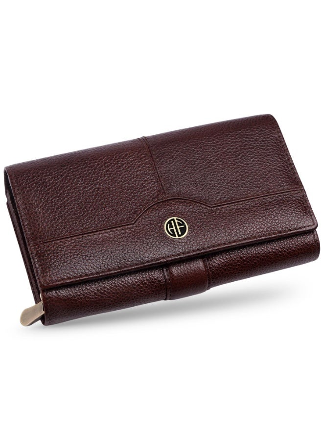 HAMMONDS FLYCATCHER Genuine Leather Women Wallet Clutch for Ladies RFID Protected Long Purse with 17 Card Slots Zip Coin Pocket Multiple CompartmentsGenuine Leather Women Wallet Clutch for Ladies RFID Protected Long Purse with 17 Card Slots Zip Coin Pocket Multiple Compartments - Image 1