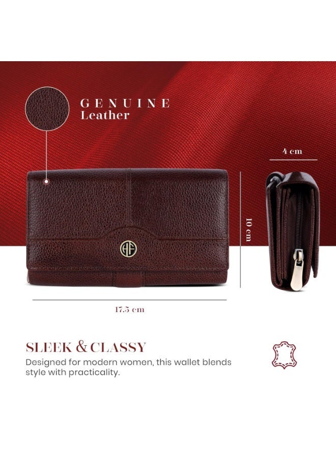 HAMMONDS FLYCATCHER Genuine Leather Women Wallet Clutch for Ladies RFID Protected Long Purse with 17 Card Slots Zip Coin Pocket Multiple CompartmentsGenuine Leather Women Wallet Clutch for Ladies RFID Protected Long Purse with 17 Card Slots Zip Coin Pocket Multiple Compartments - Image 5