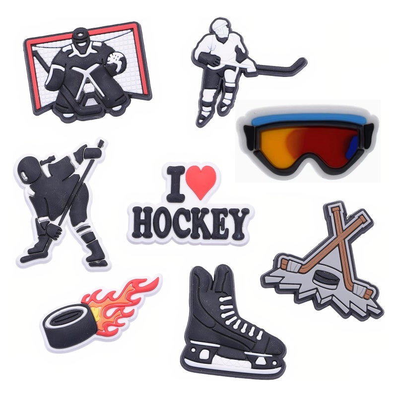 Hockey Croc Charms: Sports Shoe Charms - Decorative Shoe Accessories for Hockey Players Sports Fans