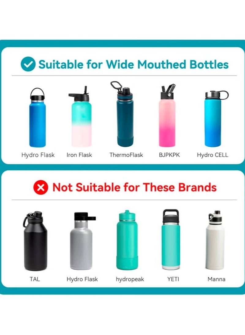 جمورو غطاء قابل للطي تلقائيًا لزجاجة هيدرو فلاسك ذات الفوهة الواسعة، غطاء بديل بغطاء فوهة مع قفل بزر للزجاجات البسيطة والحديثة والحديدية وزجاجات المياه ذات الفوهة الواسعة الأخرى - Image 4
