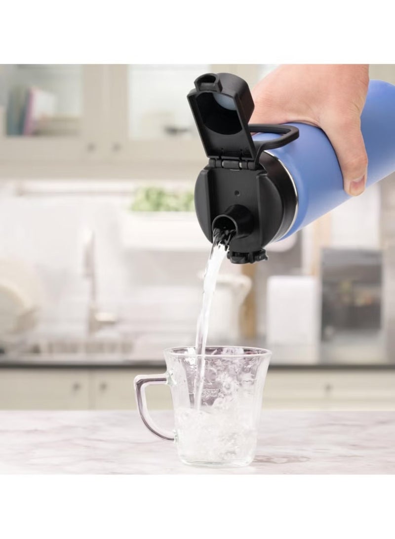 جمورو غطاء قابل للطي تلقائيًا لزجاجة هيدرو فلاسك ذات الفوهة الواسعة، غطاء بديل بغطاء فوهة مع قفل بزر للزجاجات البسيطة والحديثة والحديدية وزجاجات المياه ذات الفوهة الواسعة الأخرى - Image 3