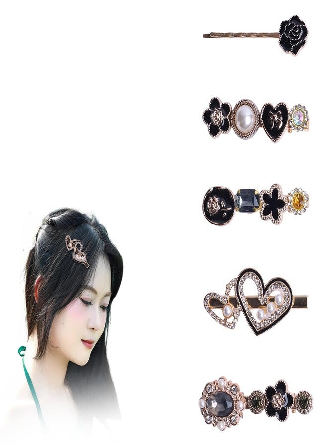ANNACREATIONS 5-Piece Premium Korean Hair Clips Set for Women & Girls - Elegant Royal Black Stylish Accessories - Image 1