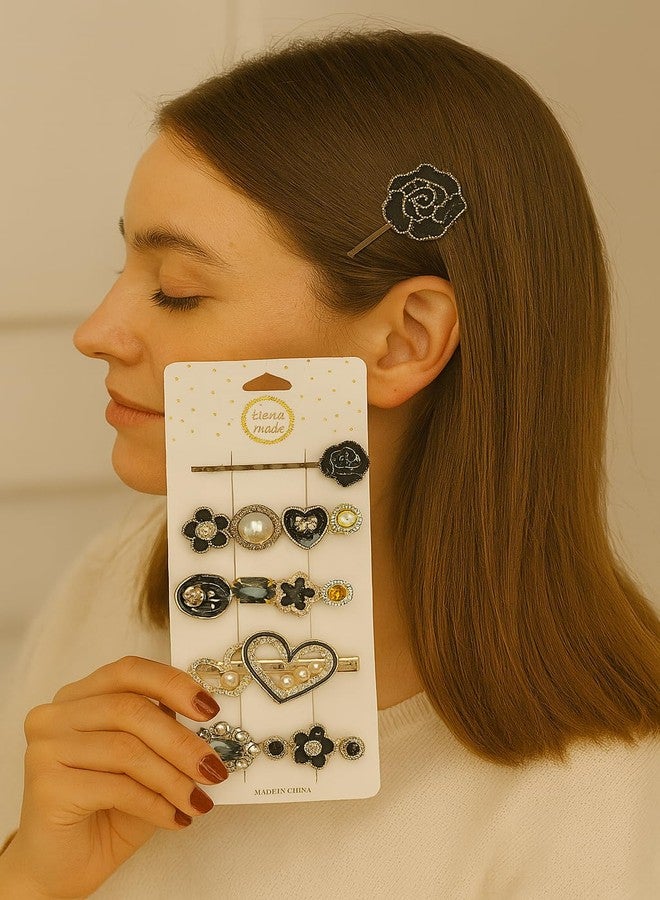 ANNACREATIONS 5-Piece Premium Korean Hair Clips Set for Women & Girls - Elegant Royal Black Stylish Accessories - Image 2