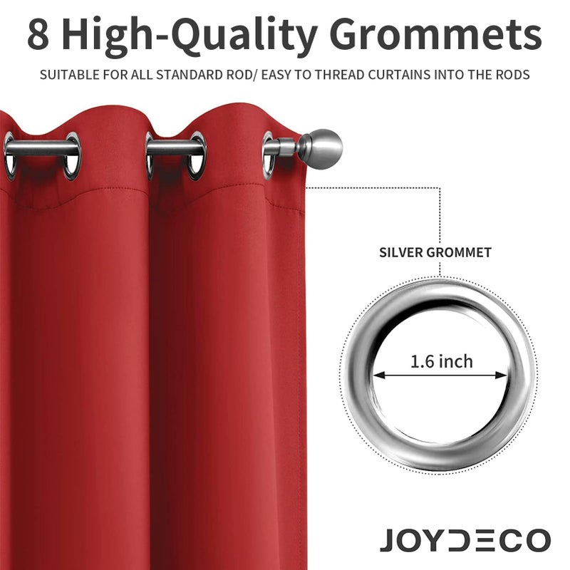 Joydeco الستائر Joydeco Blackout 45 بوصة الطول 2 لوحات ستائر معزولة حرارية طويلة وألبس 2 Burg غرفة الستائر جروميت نافذة غرفة نوم غرفة المعيشة (W52 x L45 بوصة أحمر) - Image 4