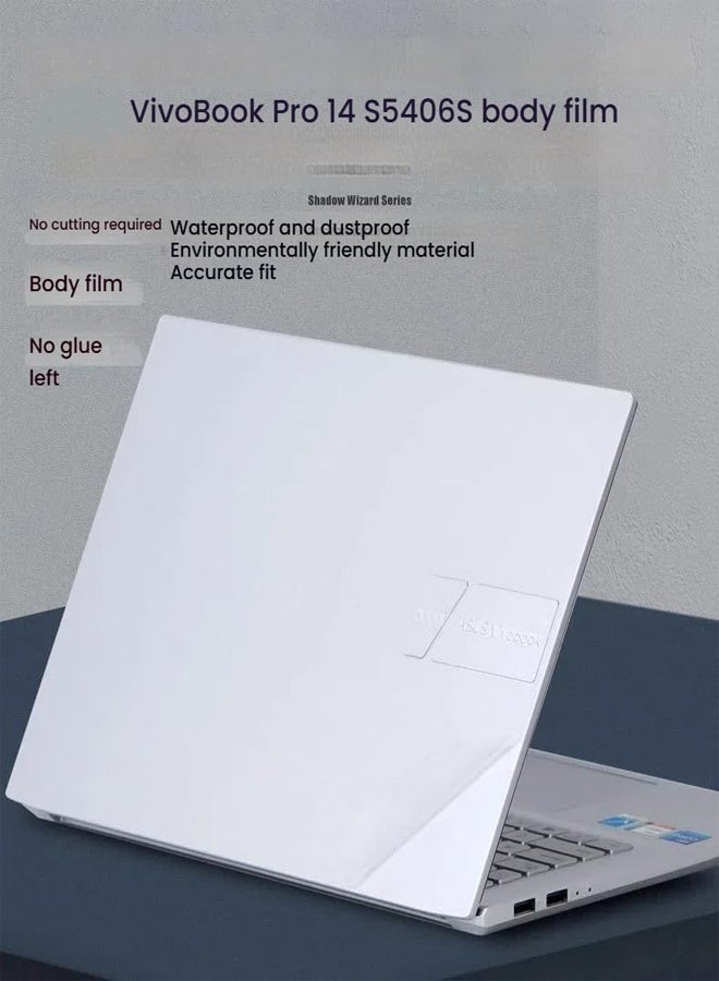 general Laptop Decal Cover Compatible with 14 Inch ASUS VivoBook Pro 14 2025 S5406S Anti Scratch Sticker Three Sided Notebook Film Transparent frosted finish - Image 3