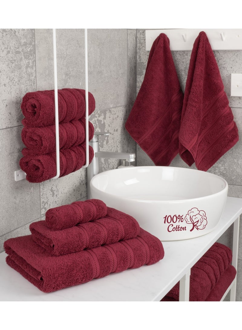 Safi Plus Towel Set Luxury Hotel Quality 600 GSM Genuine Combed Cotton, Super Soft & Absorbent Family Bath Towels 6 Piece Set -  2 Bath Towels, 2 Hand Towels, 2 Washcloths - Bordeaux - Image 3