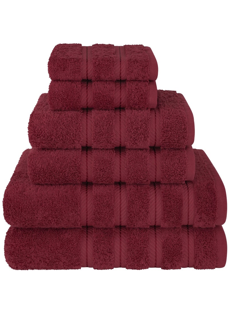 Safi Plus Towel Set Luxury Hotel Quality 600 GSM Genuine Combed Cotton, Super Soft & Absorbent Family Bath Towels 6 Piece Set -  2 Bath Towels, 2 Hand Towels, 2 Washcloths - Bordeaux - Image 1