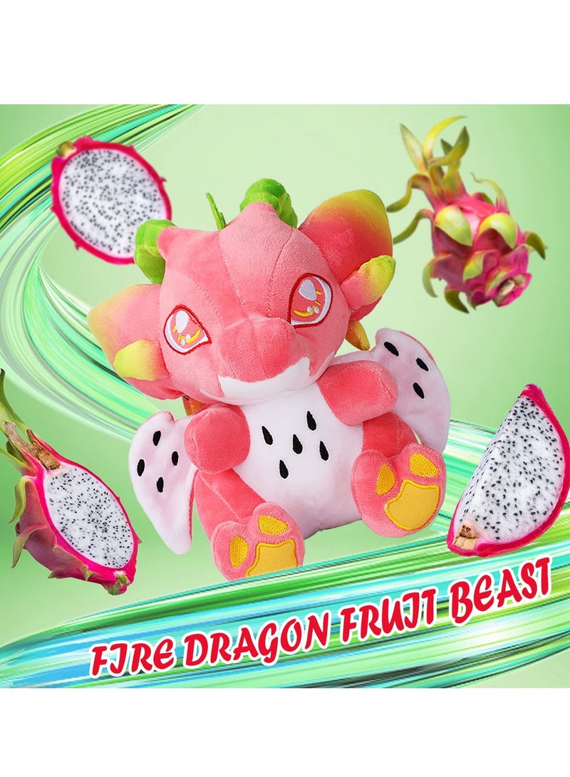 Excefore Dragon Fruit Plush Toy, 22cm Red Food Drake Stuffed Animal Throw Plushie Pillow Doll, Cartoon Soft Stuffed Animal Figure Toy Plush Pillow Gift for Fans Kids - Image 2