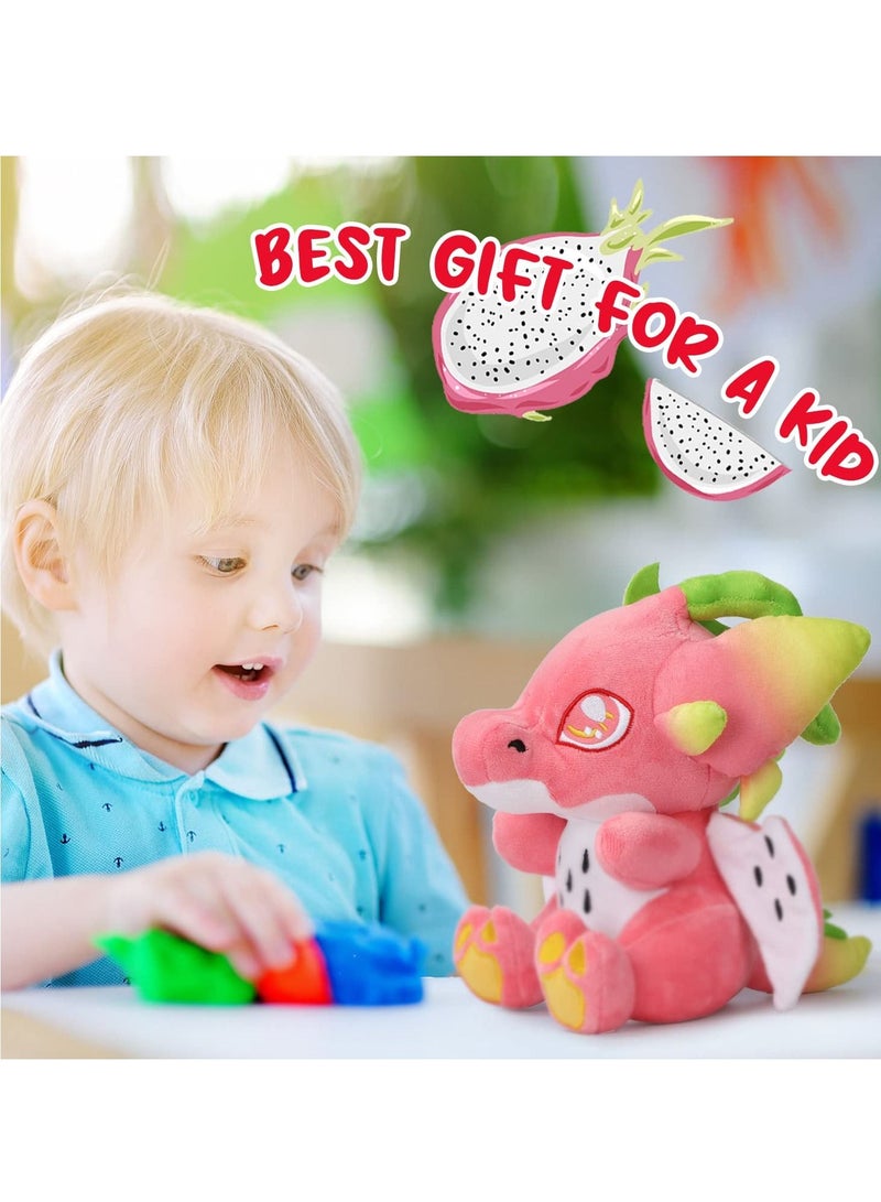Excefore Dragon Fruit Plush Toy, 22cm Red Food Drake Stuffed Animal Throw Plushie Pillow Doll, Cartoon Soft Stuffed Animal Figure Toy Plush Pillow Gift for Fans Kids - Image 4