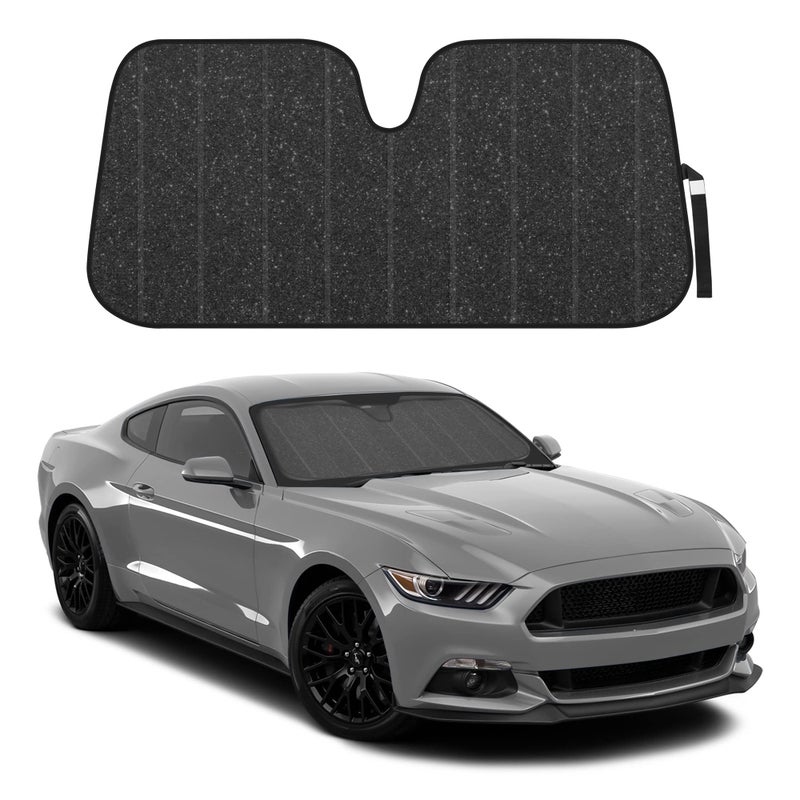 BDKAS2511 Front Windshield ShadeAccordion Folding Auto Sunshade for Car Truck SUVBlocks UV Rays Sun Visor ProtectorKeeps Your Vehicle Cool57 x 27 Inch Black Glitter