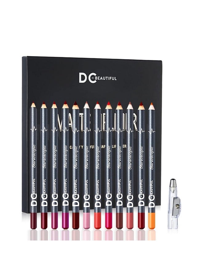 DC-BEAUTIFUL 12Pcs Lot Set 12 Colors Lip Liner Pencil Waterproof Nonmarking Matt Velvet Lipstick Pen Professional Long Lasting Lipliner Set With Sharpener  - Image 1