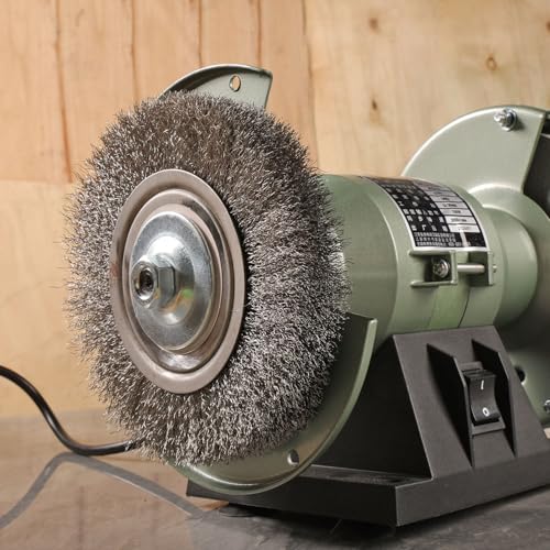 POLIWELL 6 Inch Bench Grinder Grinding Wheel & Wire Wheel Brush with 1/2'' Arbor, 60 Grit Silicon Carbide Bench Grinding Wheel for Bench Grinder,for Drill Bits, Blades and Knifes Cleaning Polishing Sharpening - Image 5