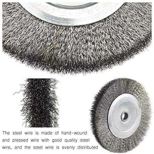 POLIWELL 6 Inch Bench Grinder Grinding Wheel & Wire Wheel Brush with 1/2'' Arbor, 60 Grit Silicon Carbide Bench Grinding Wheel for Bench Grinder,for Drill Bits, Blades and Knifes Cleaning Polishing Sharpening - Image 3