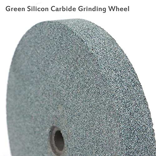 POLIWELL 6 Inch Bench Grinder Grinding Wheel & Wire Wheel Brush with 1/2'' Arbor, 60 Grit Silicon Carbide Bench Grinding Wheel for Bench Grinder,for Drill Bits, Blades and Knifes Cleaning Polishing Sharpening - Image 2