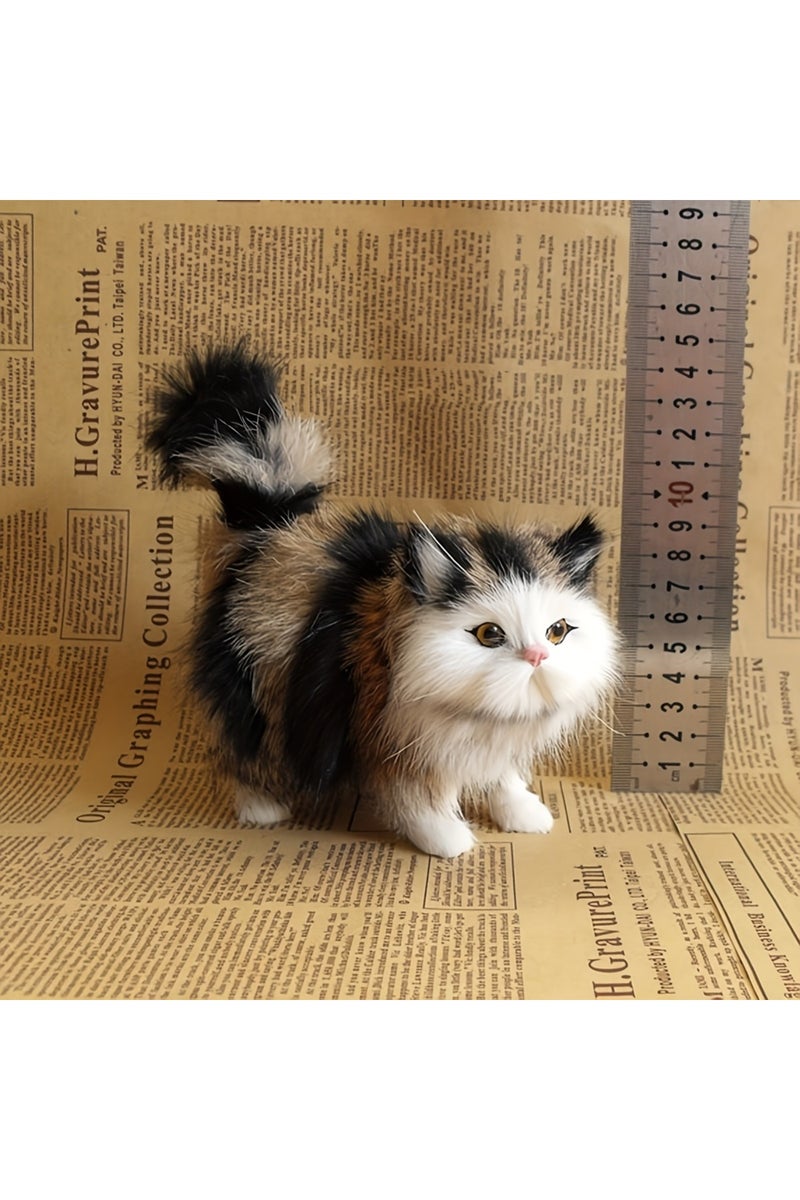 GRAY Simulation Cat Plush Toys Soft Stuffed Kitten Model Fake Cats Realist Animals for Kids Girls Bi