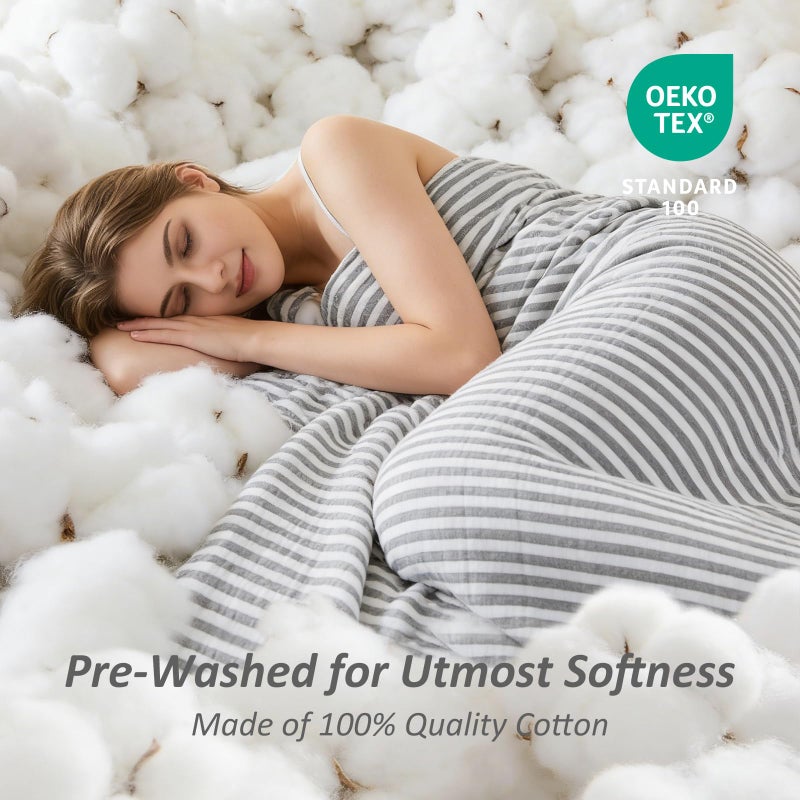EMME Cotton Muslin Large Throw Blanket Couch Breathable Gauze Soft Lightweight Bed Blankets Adults (Striped Grey, 50"x70") - Image 2