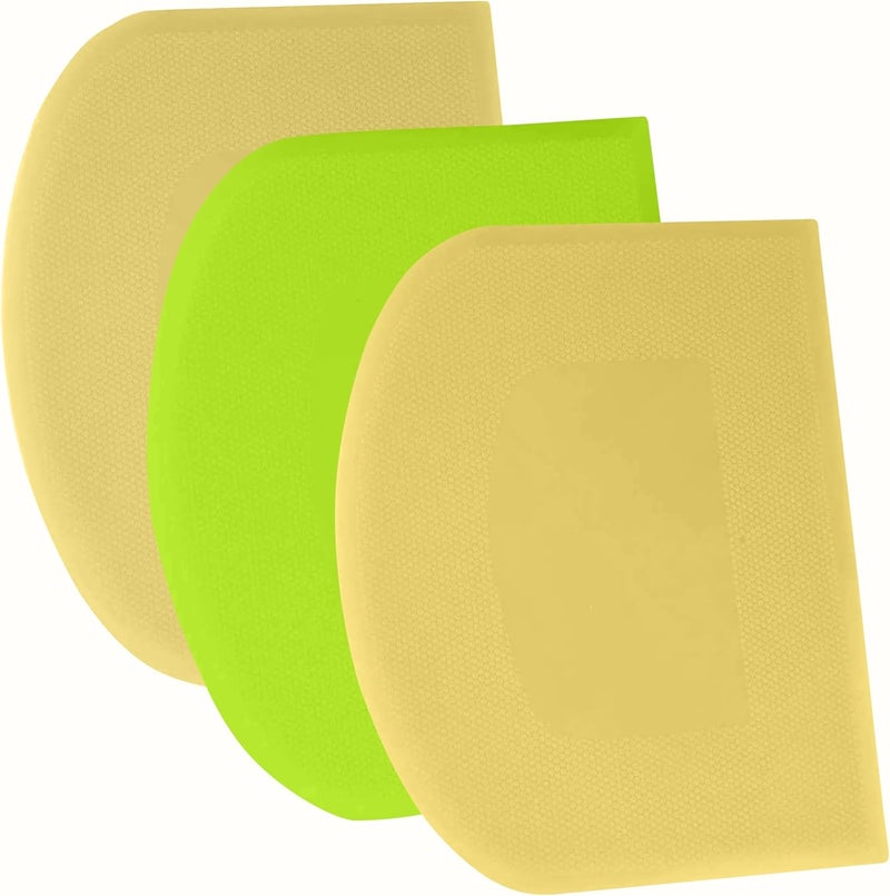 SURDOCA Dough Scraper Bench Scraper - 3P 13x7.9" Plastic Flexible Bowl Scraper, Sharp Edge & Angles Cake Scraper. Non-Slip Bakeware Decorating Tools Sculpting & Modeling Tools - Yellow+Green+Yellow - Image 1