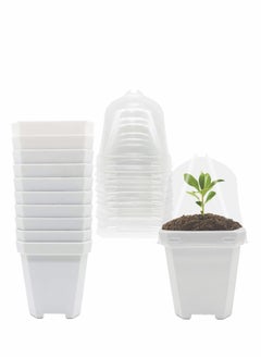 SYOSI 10PCS Small Plant Nursery Pots with Humidity Dome-Plastic Gardening Pot Plant Container-Seed Starting Pot with Drain Holes for Seedlings/Vegetables/Succulents/Cuttings  - Image 1