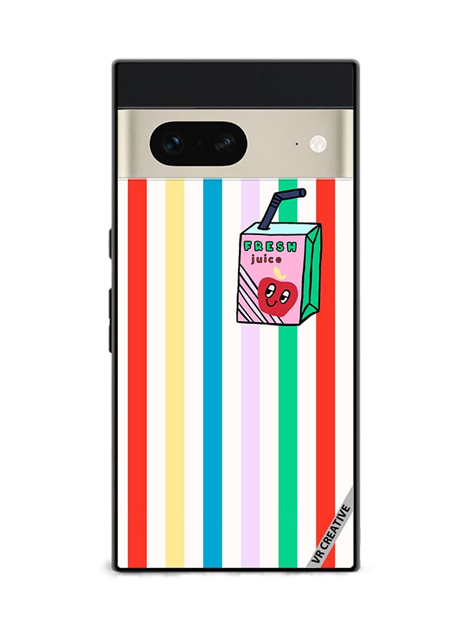 VR CREATIVE Protective Case Cover For Google Pixel 7 Summer Stripe Fresh Juice Apple Fruit Design Multicolour - Image 1
