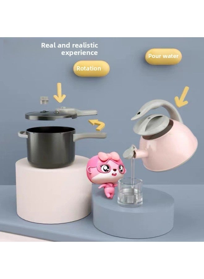 Children's Play Mini Kitchen Toy Little Girl's Cooking Girl's Simulation Kitchenware Set Baby's Birthday Gift-Color:【Meng Fun Simulation Kitchen-Pink】 -32-piece Set - Image 4