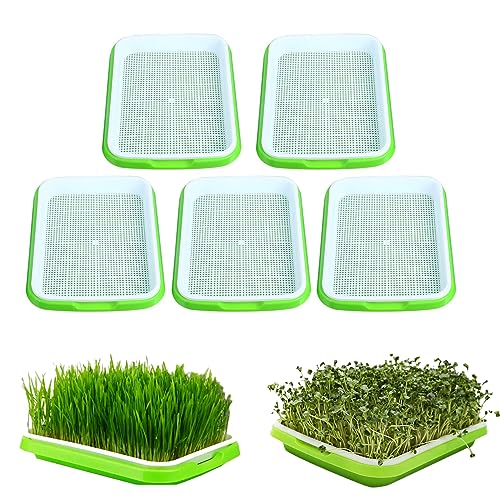 Homend Seed Sprouter Tray, 5 Pack Seed Germination Tray Bpa Free Nursery Tray For Seedling Planting Great For For Garden Home Office (Green,White) - Image 1