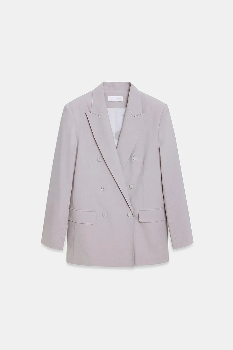 ديلفين DILVIN Long Crepe Blazer With Shawl Collar