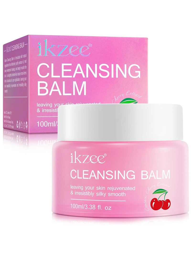 IKZEE Cleansing Balm 100ml Face and Makeup Cleansing Balm Cream Leaves Skin Rejuvenated & Silky Smooth Skin Purifies Excess Oil Remove Waterproof Makeup Nourish The Skin with Cherry Extract  - Image 1