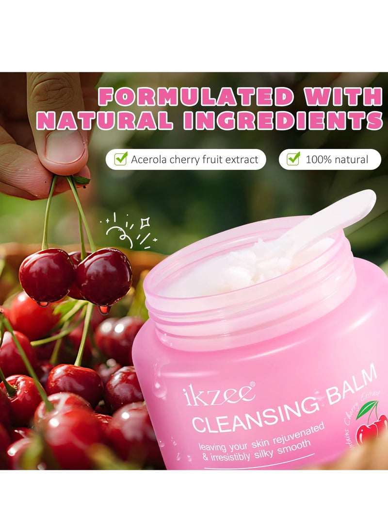 IKZEE Cleansing Balm 100ml Face and Makeup Cleansing Balm Cream Leaves Skin Rejuvenated & Silky Smooth Skin Purifies Excess Oil Remove Waterproof Makeup Nourish The Skin with Cherry Extract  - Image 5