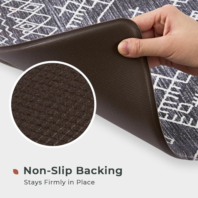 Fresh Mint Anti Fatigue Kitchen Mats for Floor 2 Piece Set, Waterproof & Non-Skid Moroccan Geo Kitchen Rugs, Cushioned Kitchen Mat for Standing Washable Comfort Desk Kitchen Runners, 17x30''+17x47'' - Image 3