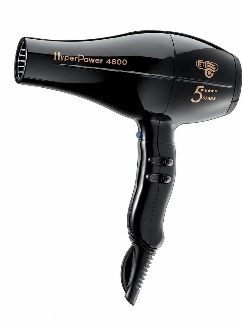 ETI Hyper Power 4800 Professional Hair Dryer - Made in Italy - Black - Image 1