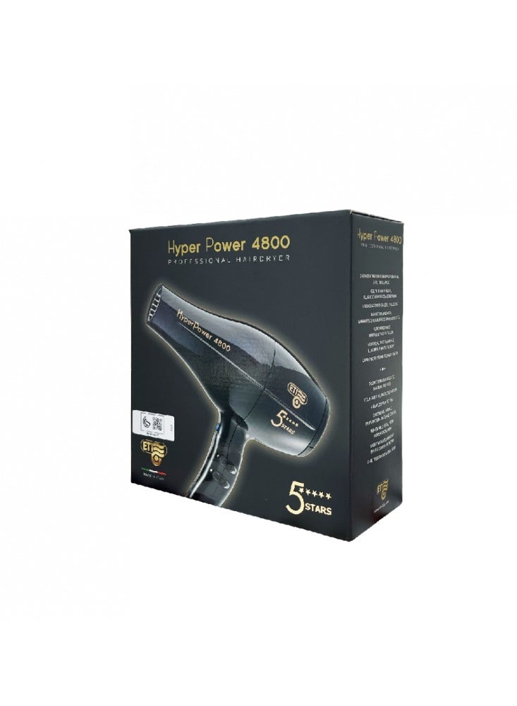 ETI Hyper Power 4800 Professional Hair Dryer - Made in Italy - Black - Image 4