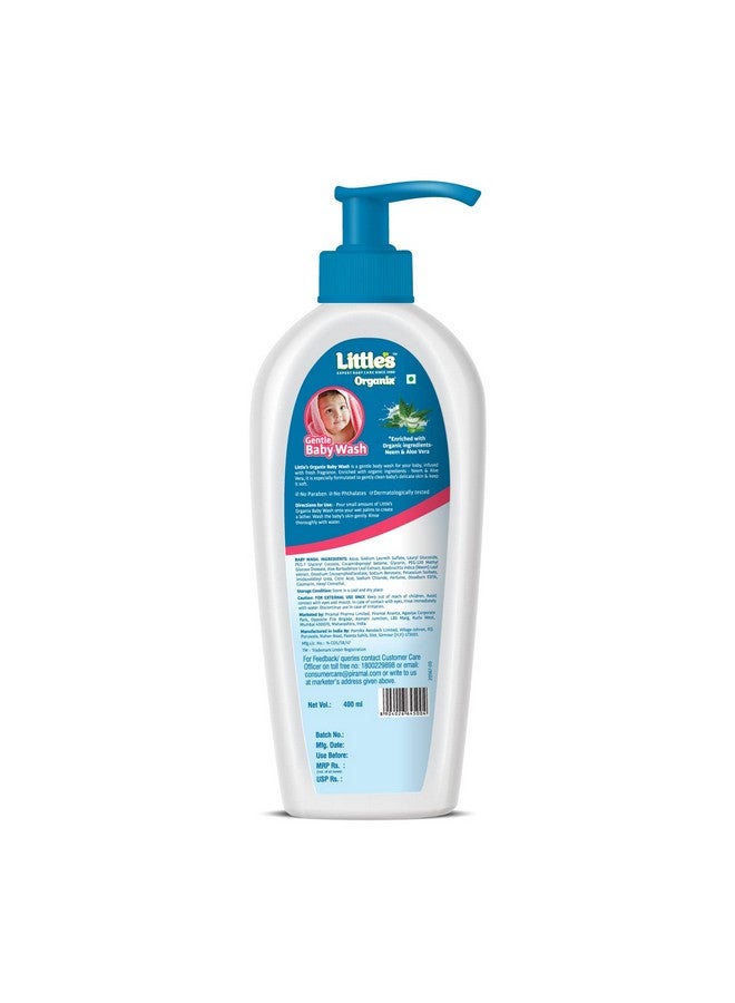 Little's Organix Gentle Baby Wash 400Ml - Pump Pack | Dermatologically Tested | With Organic Aloe Vera & Neem | Ph Balanced | All Skin Types - Image 2