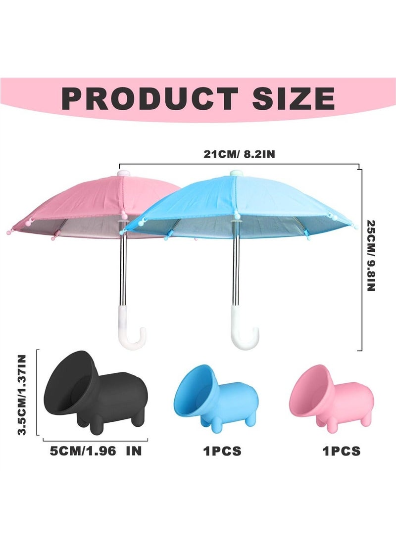 Captaintech Phone Umbrella for Sun Suction Cup Stand, 2Pcs Multifunctional Adjustable Cute Phone Shade Umbrella with Suction Cup, Mini Cell Phone Sunshade, Glare Blocking (Pink, Blue)  - Image 3
