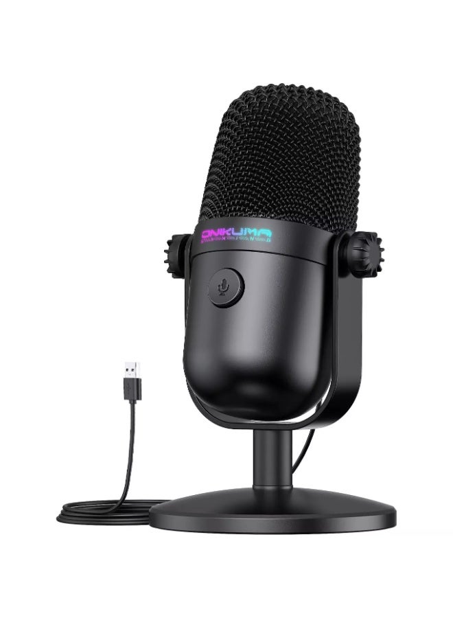 onikuma M830 Gaming Microphone with Noise Cancellation & Mute Button, USB Condenser Mic for Streaming/Recording, Ultra-Compact Design, Compatible with PC/Mac/PS4/PS5, Podcast/YouTube/Twitch/Discord (Black) - Image 1