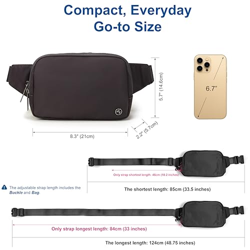 Pander حقيبة حزام باندر كبيرة 2 لتر، حقيبة فاني نايلون للنساء والرجال مع حزام قابل للتعديل، رمادي داكن - Image 4