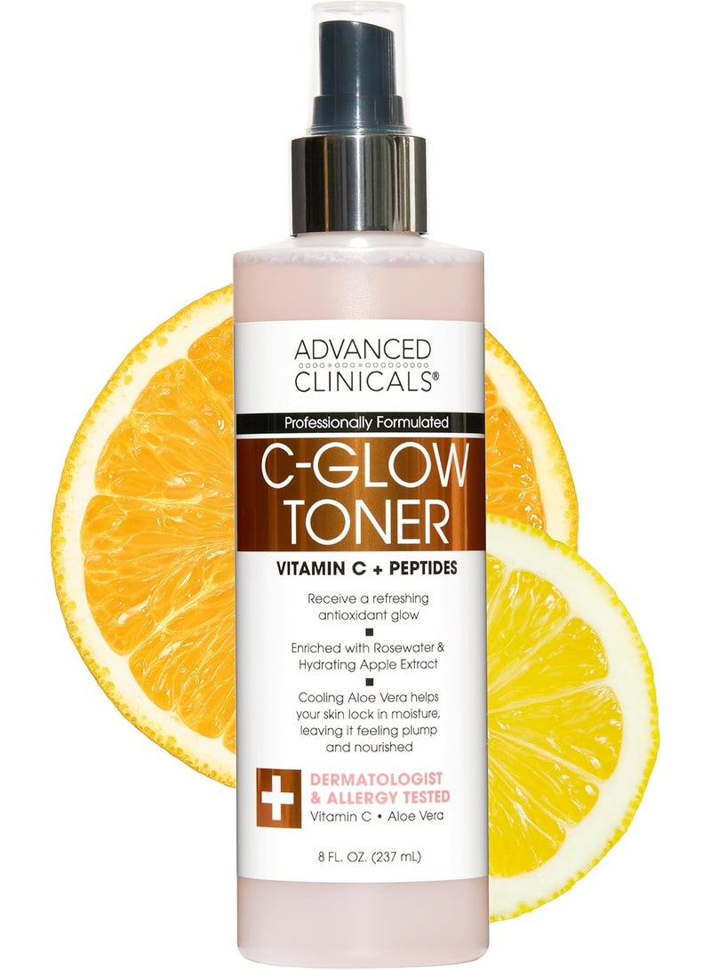 أدفانسد كلينيكال تونر فيتامين سي للوجه من ادفانسد كلينيكالز مع ماء الورد والببتيدات. يزيد التونر المتوهج بفيتامين سي من ترطيب بشرتك على الفور بنسبة 88%! خالٍ من الكحول. خالي من البارابين. 8 اونصة سائلة - Image 1