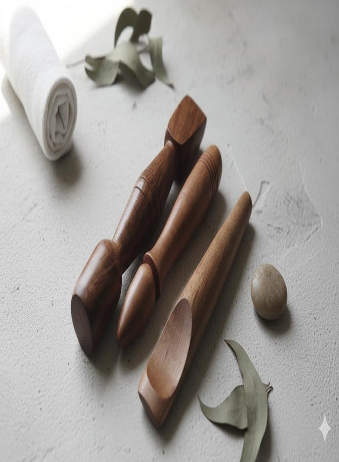 Acumart Wooden Acupressure Massage Sticks Set, 11.5-14.5cm Natural Wood Reflexology Tools for Pain Relief and Relaxation, 3 Pieces (1) - Image 1