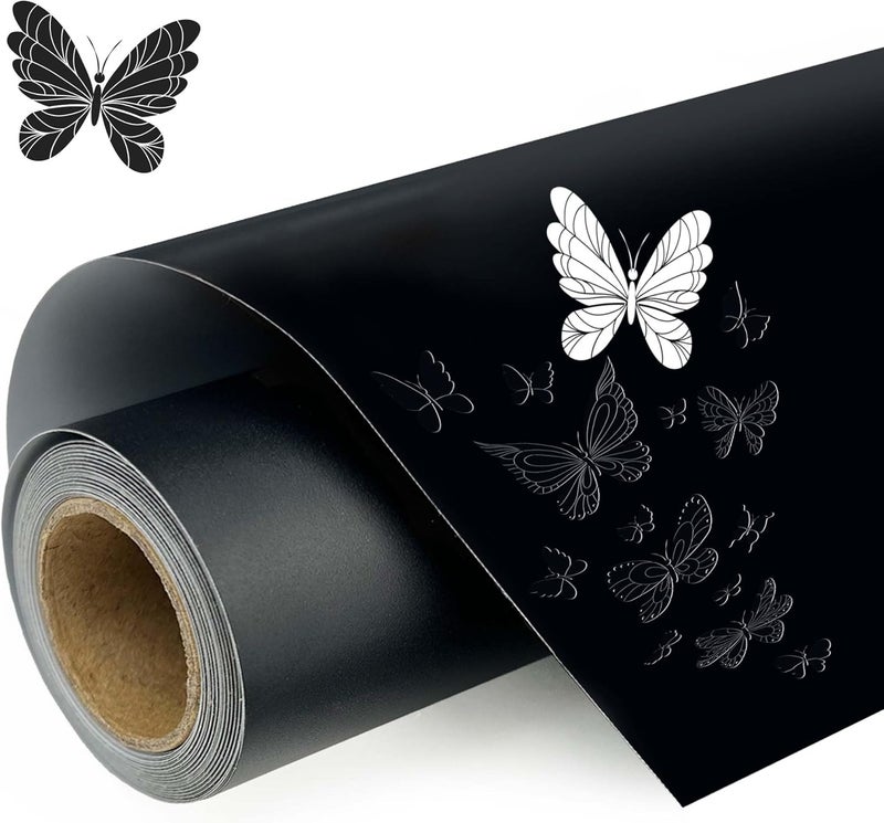 EMODA Glossy Black Vinyl Adhesive Roll – 40x300 cm, Permanent Glossy Vinyl for DIY, Car Stickers, Scrapbooking, Cricut, Silhouette, Signs, Waterproof - Image 1